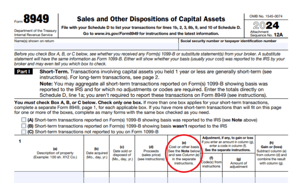 2024 form 8949 cell E